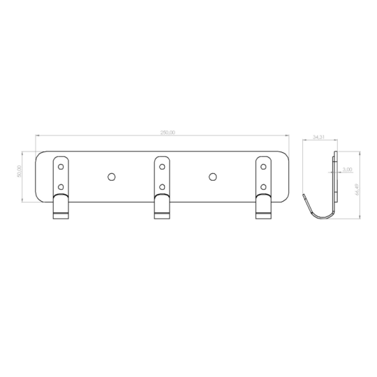 Sieninė kabykla su 3 kabliukais (įvairių spalvų)