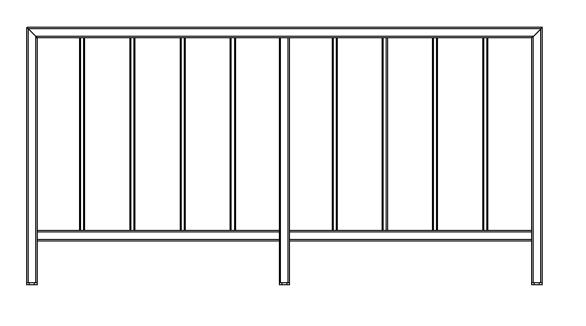 Terasos turėklo segmentas 2m (tvirtinamas prie grindų)
