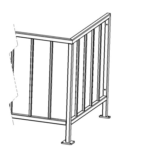 Kampinis terasos turėklas pasirenkamo ilgio (tvirtinamas prie grindų)