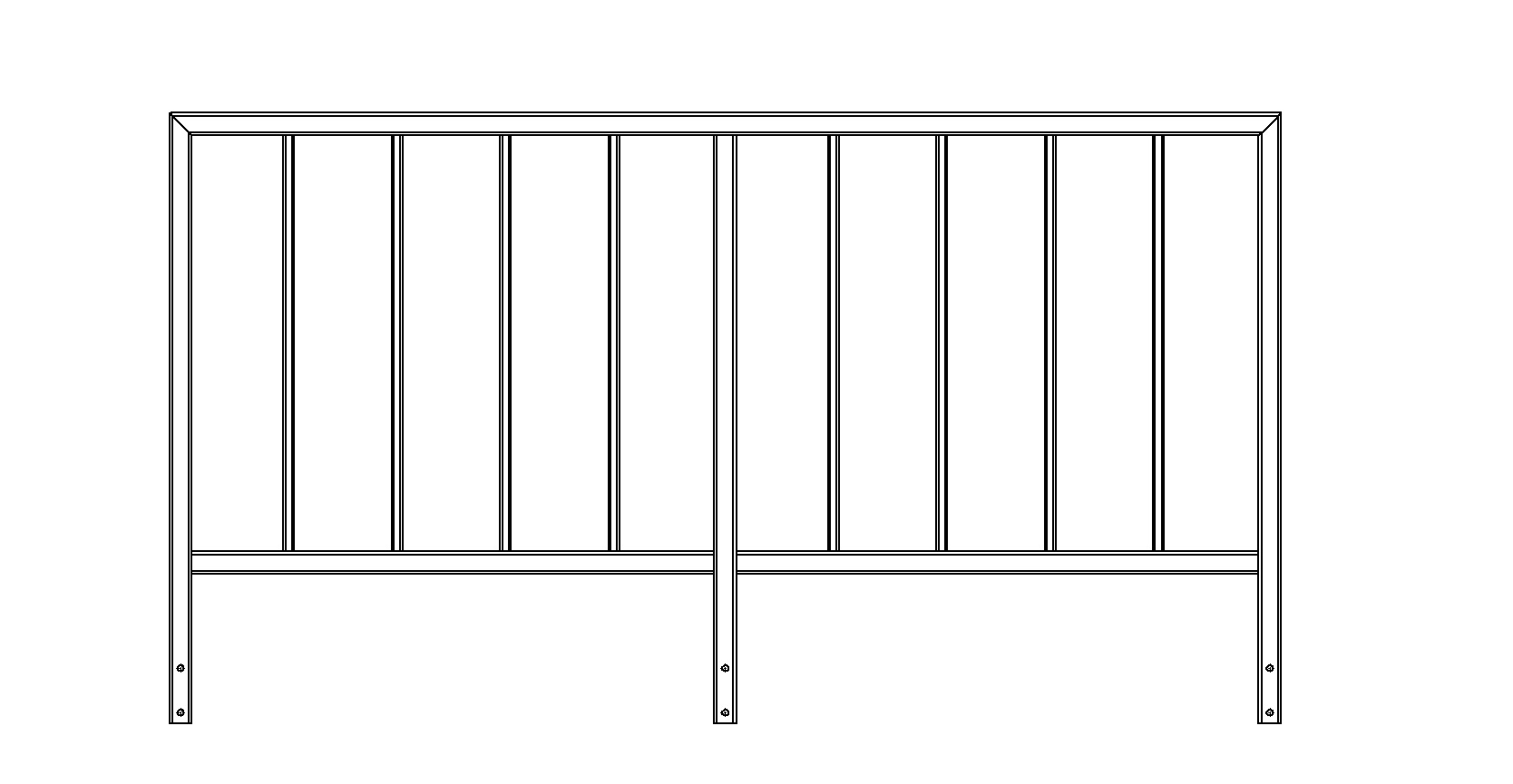 Terasos turėklo segmentas 2m (tvirtinamas prie krašto)
