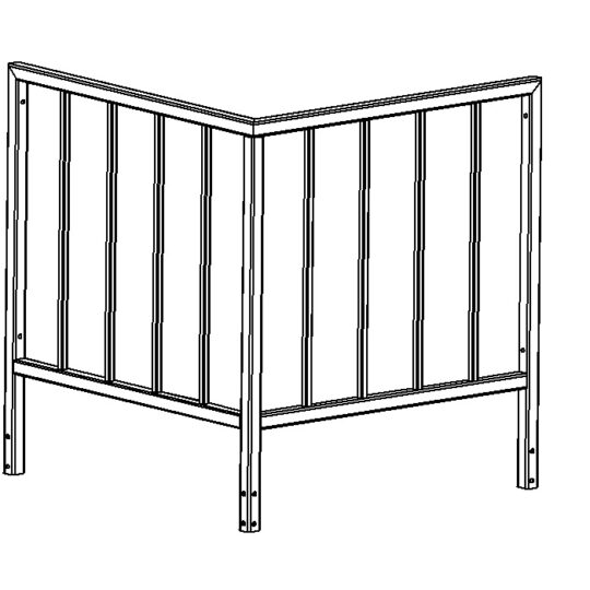 Kampinis terasos turėklas 1m x 1m (tvirtinamas prie krašto)