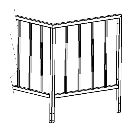 Kampinis terasos turėklas pasirenkamo ilgio (tvirtinamas prie krašto)